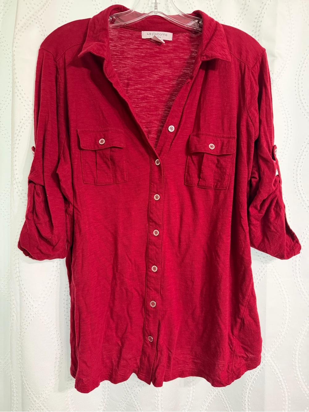 Liz Claiborne Red Button-Front Women's Shirt